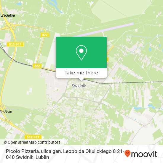 Карта Picolo Pizzeria, ulica gen. Leopolda Okulickiego 8 21-040 Swidnik