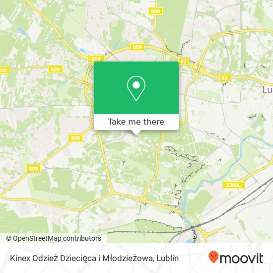 Карта Kinex Odzież Dziecięca i Młodzieżowa, ulica Tomasza Zana 27 20-601 Lublin