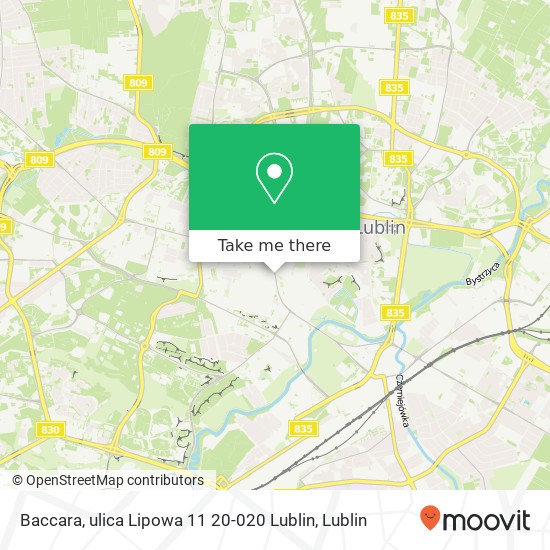 Карта Baccara, ulica Lipowa 11 20-020 Lublin