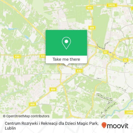 Карта Centrum Rozrywki i Rekreacji dla Dzieci Magic Park, ulica Naleczowska 30 20-701 Lublin