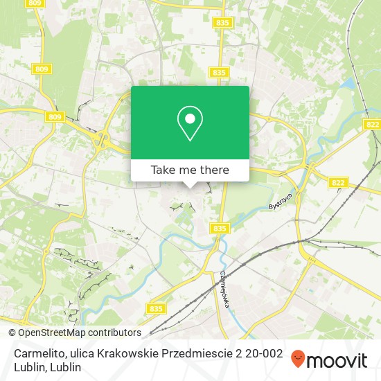 Карта Carmelito, ulica Krakowskie Przedmiescie 2 20-002 Lublin