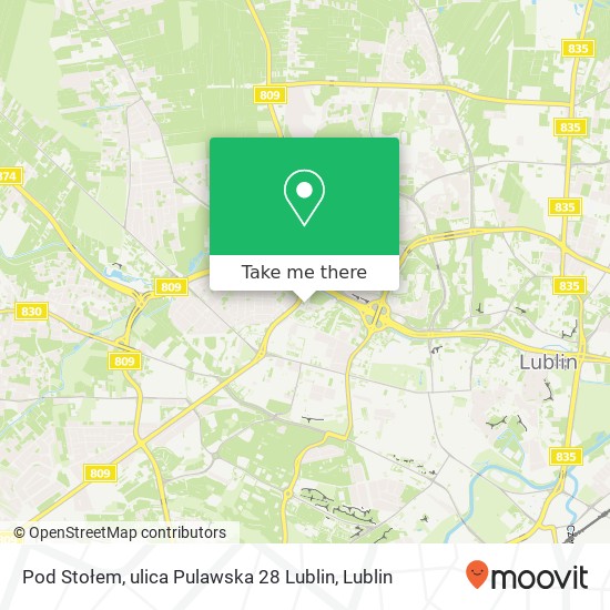 Карта Pod Stołem, ulica Pulawska 28 Lublin