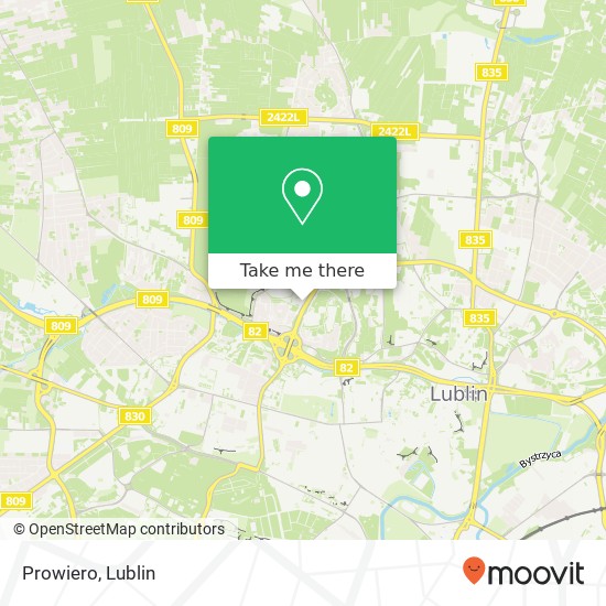 Карта Prowiero, ulica Jana Kiepury 5 20-838 Lublin