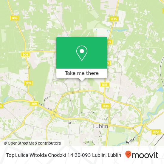 Карта Topi, ulica Witolda Chodzki 14 20-093 Lublin