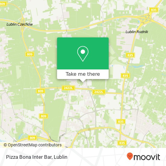 Карта Pizza Bona Inter Bar, ulica Gorczanska 8 20-868 Lublin