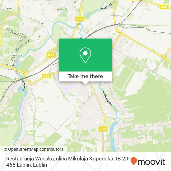 Карта Restauracja Wueska, ulica Mikolaja Kopernika 9B 20-465 Lublin
