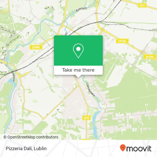 Карта Pizzeria Dali, ulica Adama Mickiewicza 47 20-433 Lublin