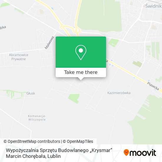 Карта Wypożyczalnia Sprzętu Budowlanego „Krysmar” Marcin Chorębała