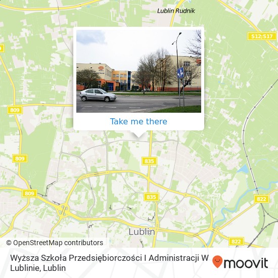 Карта Wyższa Szkoła Przedsiębiorczości I Administracji W Lublinie