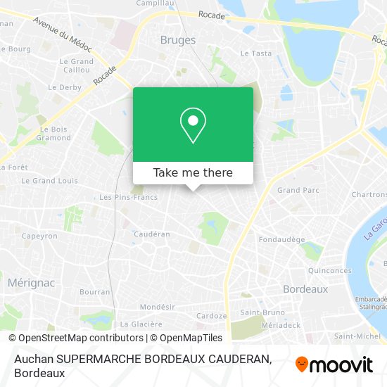 Mapa Auchan SUPERMARCHE BORDEAUX CAUDERAN