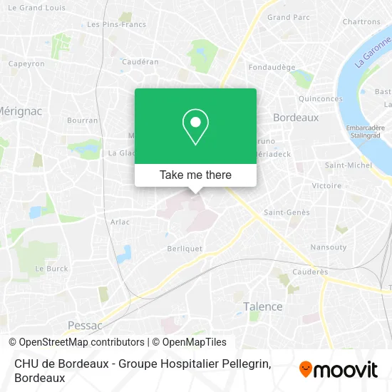 CHU de Bordeaux - Groupe Hospitalier Pellegrin map