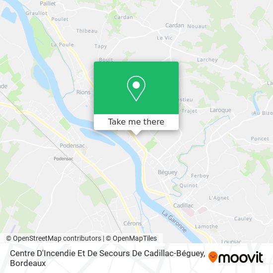 Mapa Centre D'Incendie Et De Secours De Cadillac-Béguey