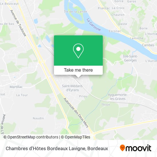 Chambres d'Hôtes Bordeaux Lavigne map