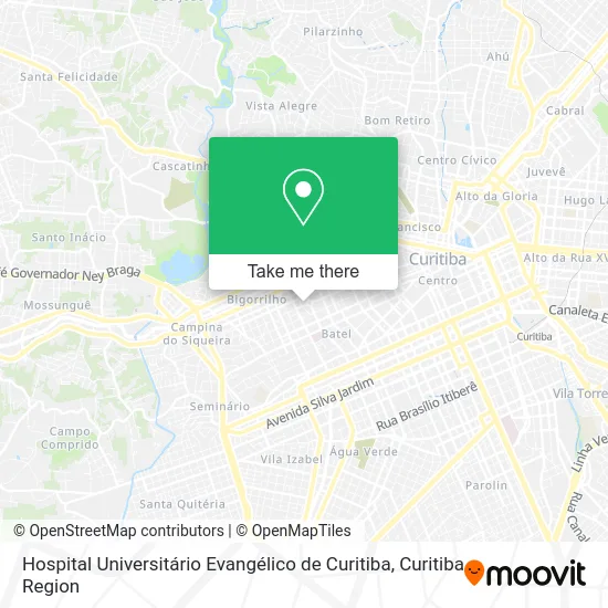 Hospital Universitário Evangélico de Curitiba map
