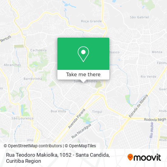 Rua Teodoro Makiolka, 1052 - Santa Candida map