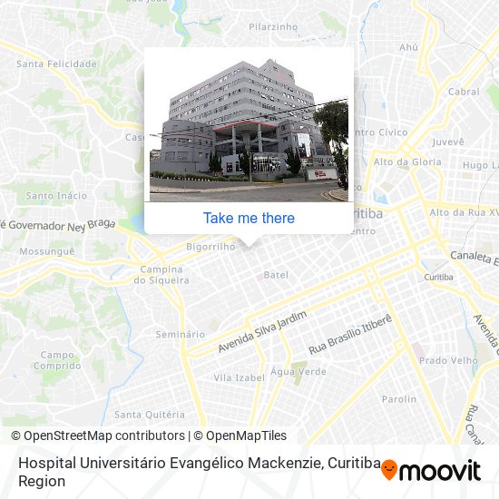 Hospital Universitário Evangélico Mackenzie map