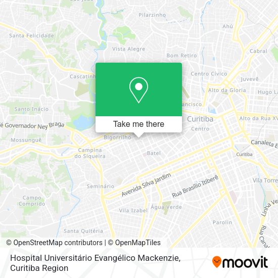 How to get to Hospital Universitário Evangélico Mackenzie in Bigorrilho by  Bus?