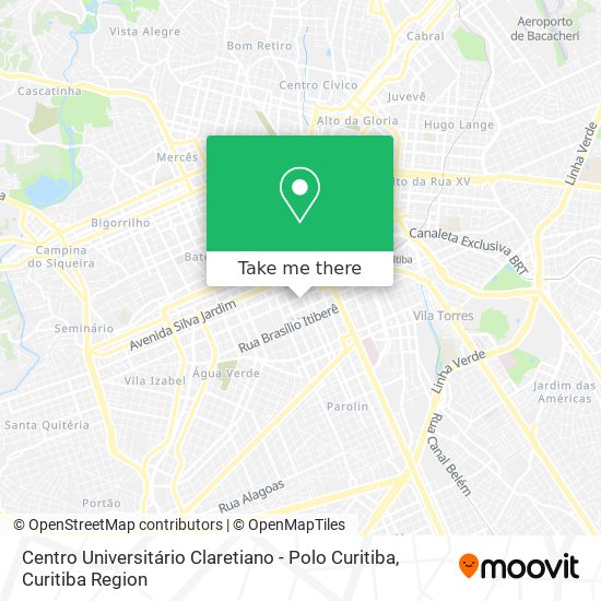 Mapa Centro Universitário Claretiano - Polo Curitiba