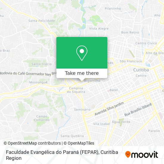 Mapa Faculdade Evangélica do Paraná (FEPAR)