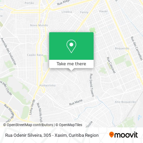 Rua Odenir Silveira, 305 - Xaxim map