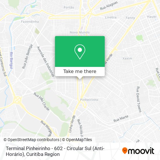 Terminal Pinheirinho - 602 - Circular Sul (Anti-Horário) map