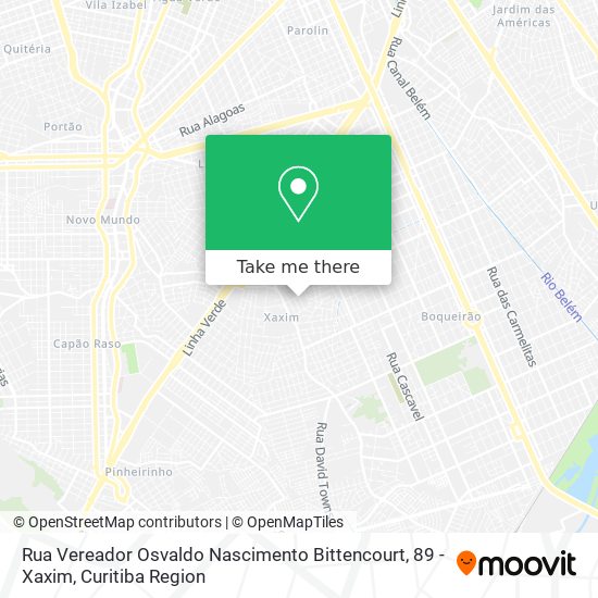 Rua Vereador Osvaldo Nascimento Bittencourt, 89 - Xaxim map