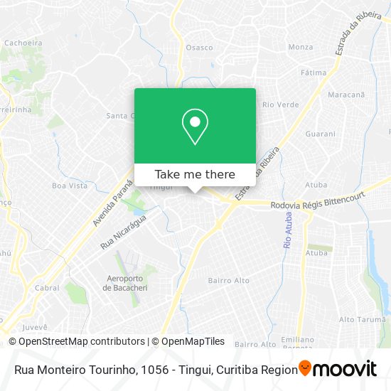 Rua Monteiro Tourinho, 1056 - Tingui map