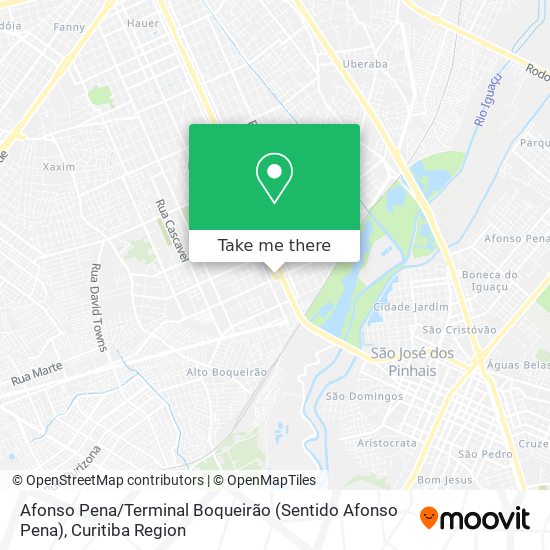 Afonso Pena / Terminal Boqueirão (Sentido Afonso Pena) map