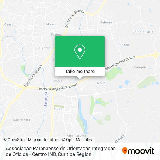 Mapa Associação Paranaense de Orientação Integração de Ofícios - Centro IND