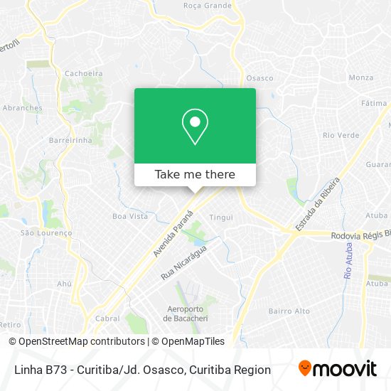 Mapa Linha B73 - Curitiba / Jd. Osasco