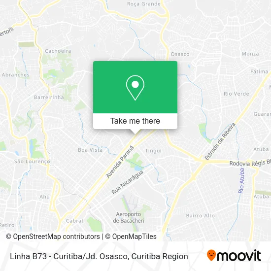Linha B73 - Curitiba / Jd. Osasco map