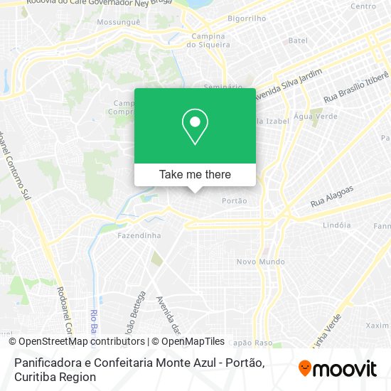 Mapa Panificadora e Confeitaria Monte Azul - Portão