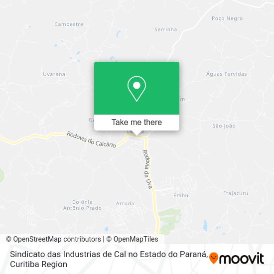 Sindicato das Industrias de Cal no Estado do Paraná map