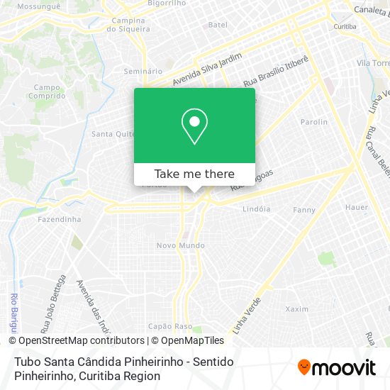 Tubo Santa Cândida Pinheirinho - Sentido Pinheirinho map