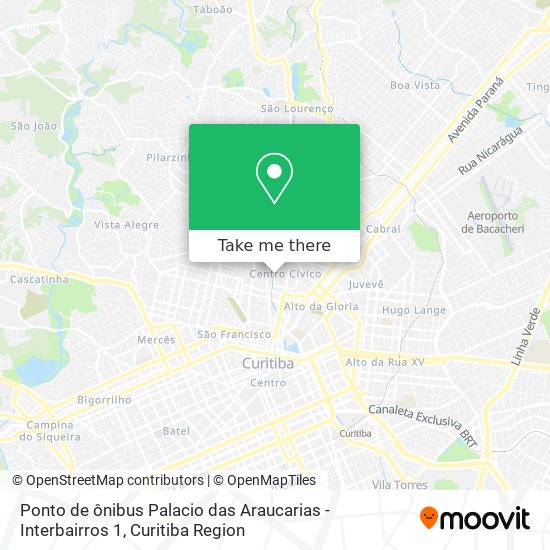 Mapa Ponto de ônibus Palacio das Araucarias - Interbairros 1