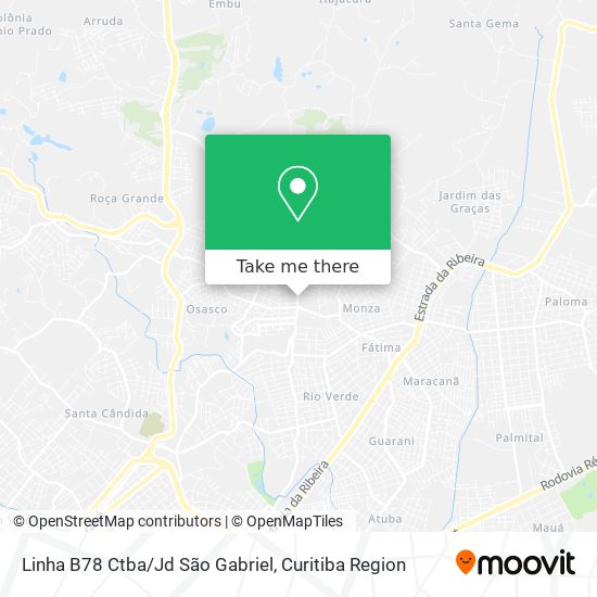 Linha B78 Ctba/Jd São Gabriel map