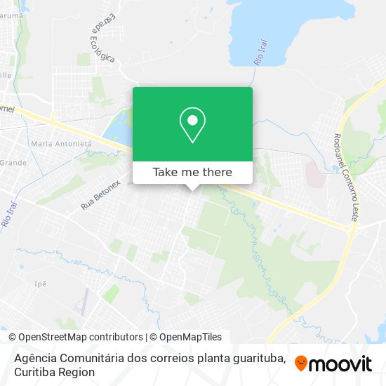 Mapa Agência Comunitária dos correios planta guarituba