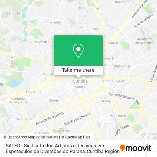 Mapa SATED - Sindicato dos Artistas e Técnicos em Espetáculos de Diversões do Paraná