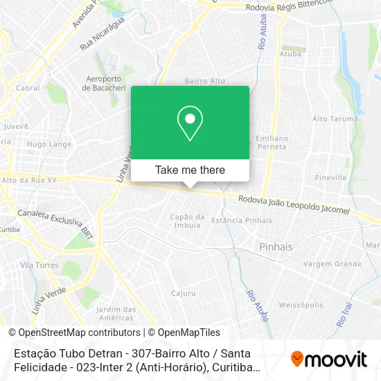 Estação Tubo Detran - 307-Bairro Alto / Santa Felicidade - 023-Inter 2 (Anti-Horário) map
