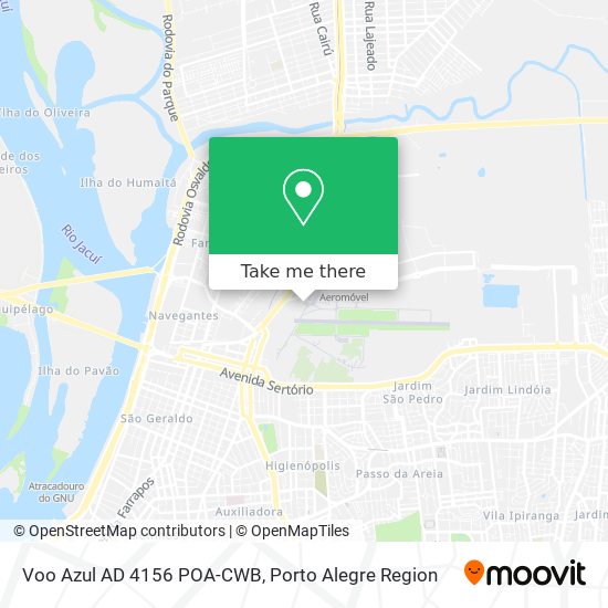 Voo Azul AD 4156 POA-CWB map