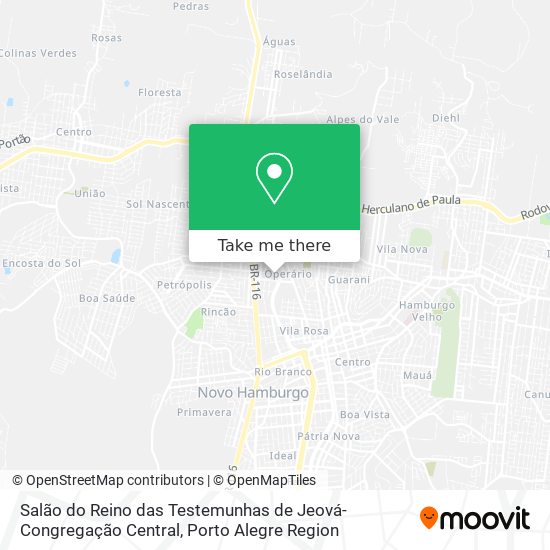 Mapa Salão do Reino das Testemunhas de Jeová-Congregação Central