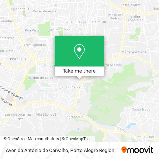 Mapa Avenida Antônio de Carvalho