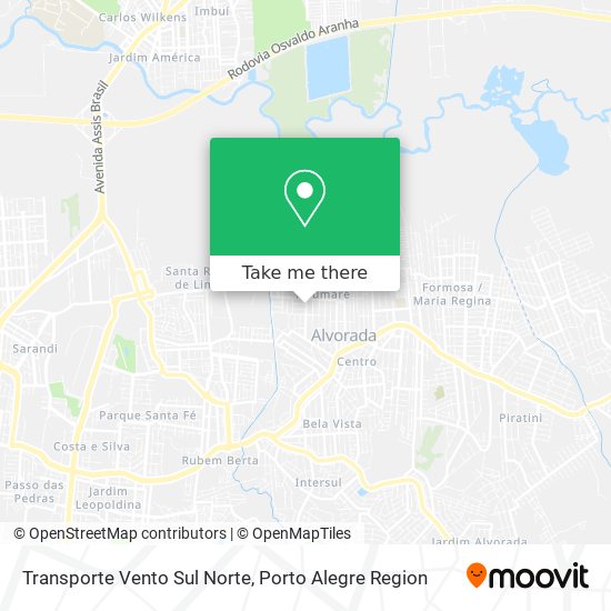 Transporte Vento Sul Norte map