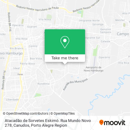 Atacadão de Sorvetes Eskimò. Rua Mundo Novo 278, Canudos map