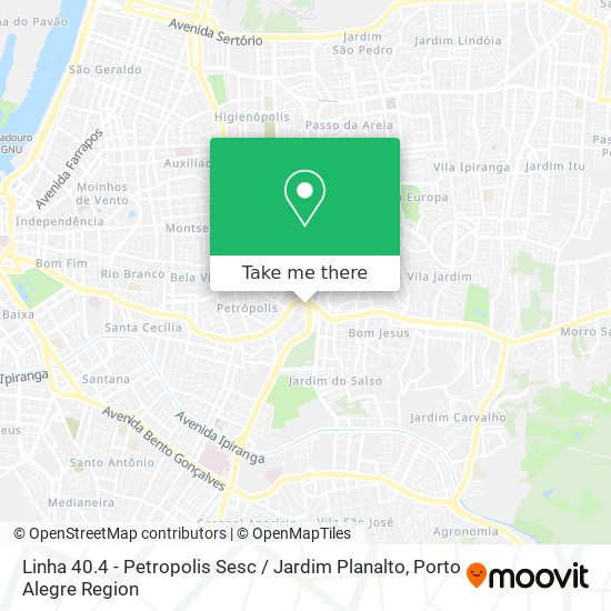 Mapa Linha 40.4 - Petropolis Sesc / Jardim Planalto