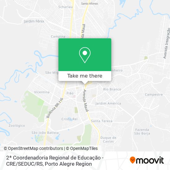 Mapa 2ª Coordenadoria Regional de Educação - CRE / SEDUC / RS