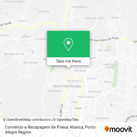 Mapa Comércio e Recapagem de Pneus Alianca