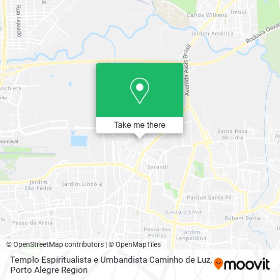 Mapa Templo Espíritualista e Umbandista Caminho de Luz