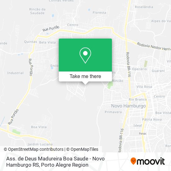 Mapa Ass. de Deus Madureira Boa Saude - Novo Hamburgo RS