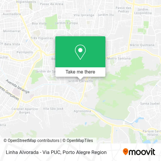 Linha Alvorada - Via PUC map